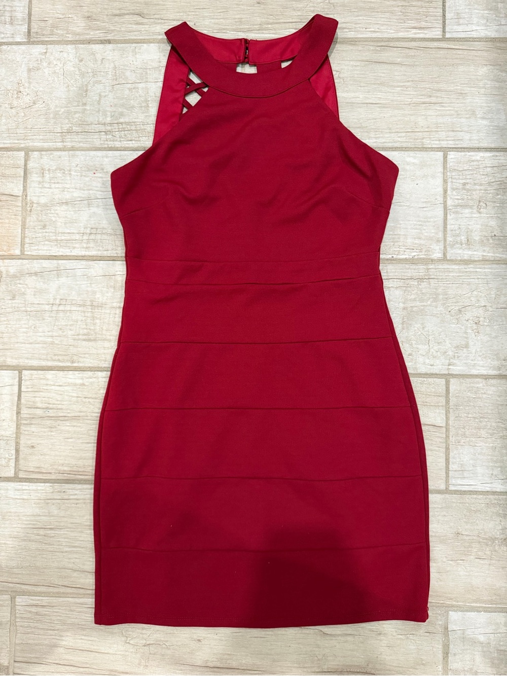 Crystal Doll Red Halter Mini Dress
